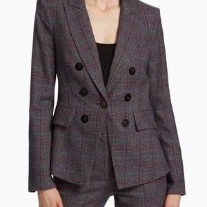 Veronica Beard Navy and Red Plaid Blazer
